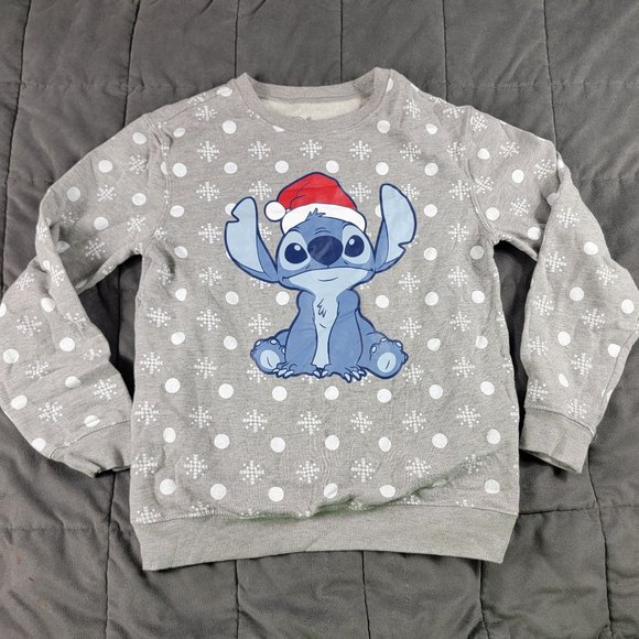 Disney Christmas Stitch Pullover Adults Medium Gray Holiday Casual Sweater Warm - Picture 1 of 8